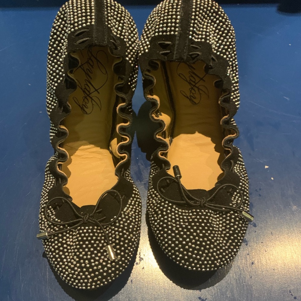 Black studded flats - never worn